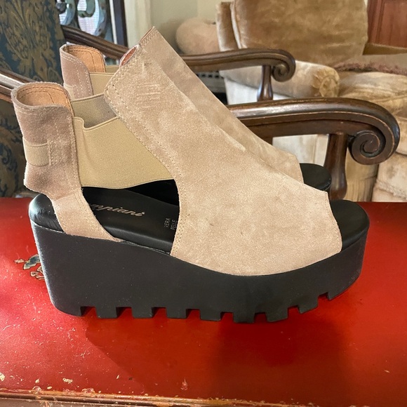 Piampiani Wedge Shoes size 38 Suede Taupe - Picture 1 of 2
